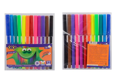 Фломастеры, 12 цветов, SMART