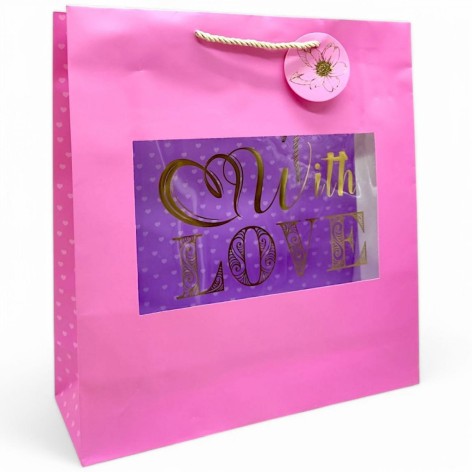 Пакет подарунковий "♥ with LOVE" 35х12х37 см
