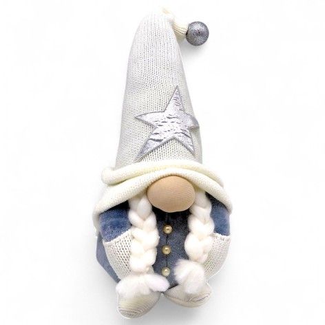 Мягкая игрушка "Скандинавский гном" (Hand Made) высота 28 см, девочка (белый) 28 см