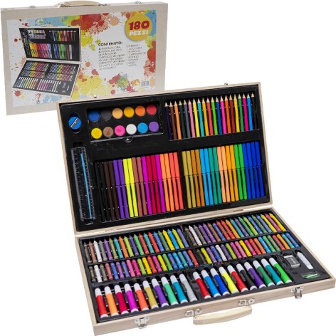 Художній набір для малювання 180 предметів у дерев'яному кейсі 47*30 см