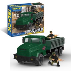 Конструктор iBlock Армия, КрАЗ Военная машина, 193дет, 2 фигурки в коробке 36*5*23см 