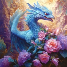 Набір для творчості алмазна картина  Дракон у квітах Strateg розміром 30х30 см  (ME13836)