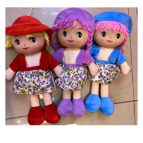 Кукла 36см, мягконабивная, петелька, 3 цвета, в п/е 36-15-9см 