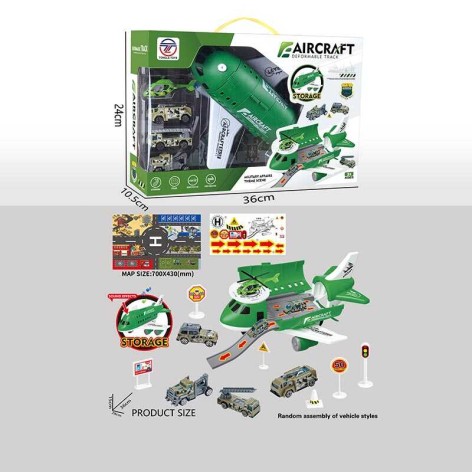 Самолет-парковка ЗЕЛЕНЫЙ, музыкальный чип, мелодии, наклейки, в кор. 