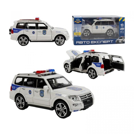 Машина "Полиция", масштаб 1:32, свет, звук, инерция, открываются двери, багажник, капот, в коробке