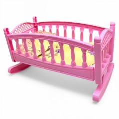 Ліжечко-колиска для ляльок і пупсів, мале, з постіллю, 34 см (ніжно-рожеве)