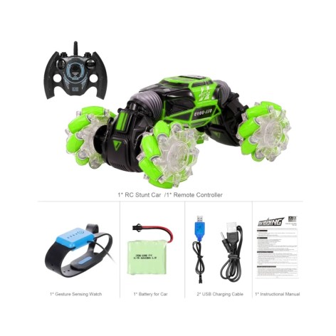 Машинка-перевертыш на радиоуправлении зеленая