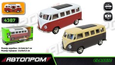Машина мет. АВТОПРОМ 2 кольори 1:38 Volkswagen T1,відкр.двері,кор. 14,5*6,5*7см 