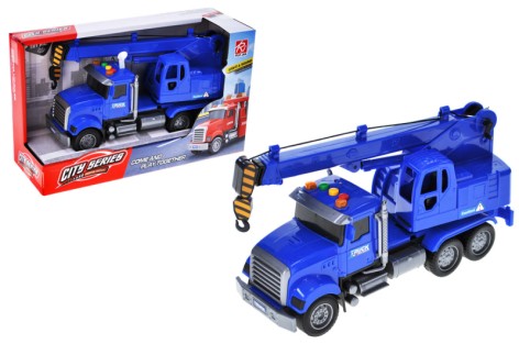 Машина с краном инерционная, озвученная, со светом, в коробке р.29,5*11*17,5 см 