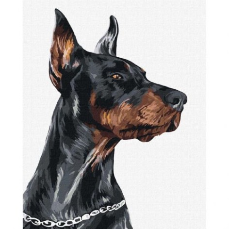 Картина по номерам "Смелый доберман" ???