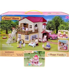 Домик, 2 флоксовые животные, подсветка, мебель, в коробке