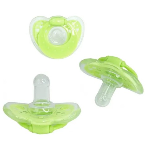 Пустышка силиконовая, круглая (0+) салатовая