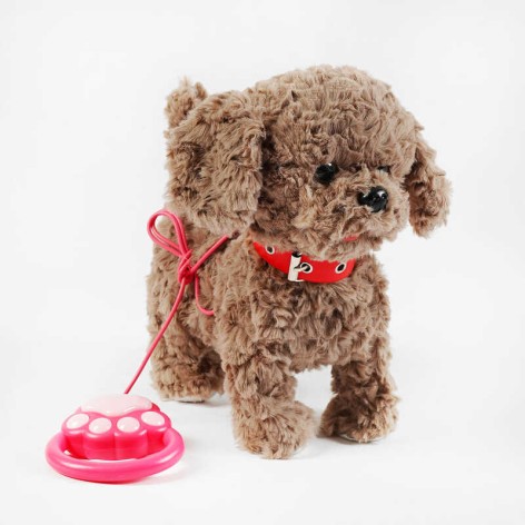 М'яка інтерактивна іграшка на повідку, гавкає, пісні англійською мовою, лизькає, виляє хвостиком, в п/є 