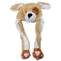 Шапка с двигающимися ушами Песик беж