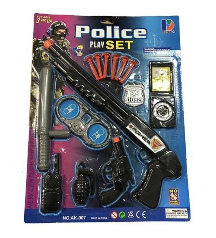 Ігровий набір поліції Зброя, посвідчення поліцейського, обмундирування поліцейського, на аркуші