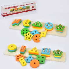 Дерев'яна іграшка геометрика 20дет, платформа 34,5-8,5см, 2 види, в кор-ці, 36-9-5см 