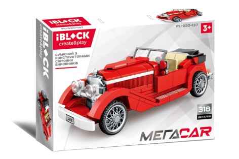 Конструктор Iblock 318 деталей, МегаCar, у зібраному вигляді коробка 52*37,8*26 см