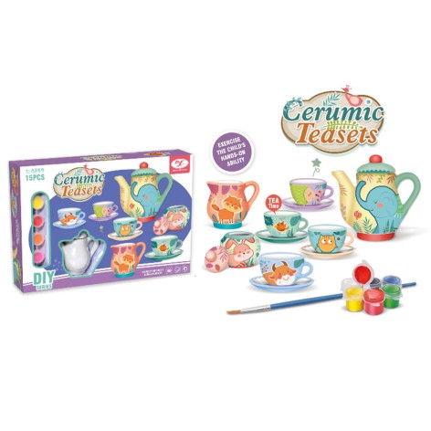 Набір для творчості Розфарбуй чайний сервіз, сервіз на 4 персони (фарфор), фарби, пензлик, 15пр, в кор-ці, 30-20,5-5,5см /36/