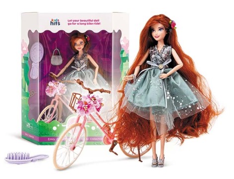 Кукла Emily Romantic з велосипедом кор. 30*34*10см