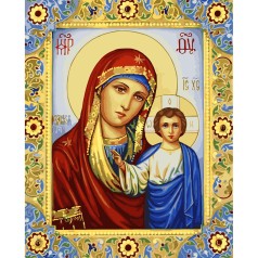 Картина за номерами Ікона Божої Матері з Ісусом 40х50 см з лаком та рівнем TM Strateg