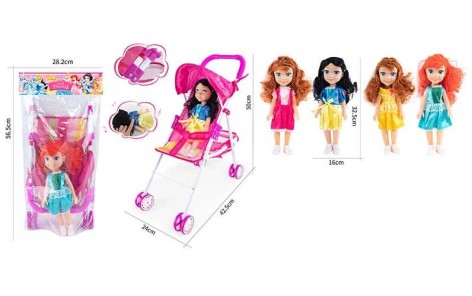 Візок з лялькою, висота ляльки - 32 см, в п/є 28*61 см