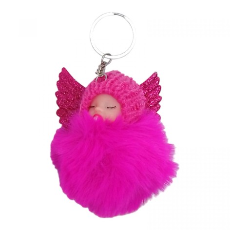 Брелок "Янголятко в хутрі", 8 см (малиновий)