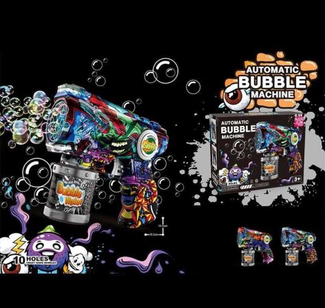 Пістолет з мильними бульбашками 2 кольори, на батарейках, автоматичний режим роботи, мильний розчин, підсвітка, в кор. 