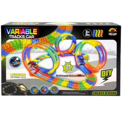 Трек (свет, машинка на батарейках, люминесцентный, автоматическое движение, 148 элементов, длина трека 468 см)