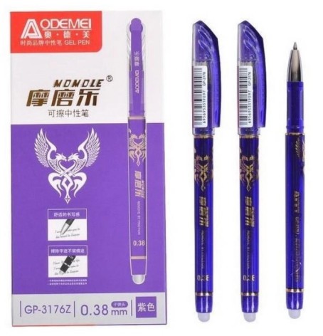 Ручка гелева стирається ігольч.0,38мм, темно-фіолет, темп зник, ціна за 12шт. //