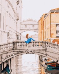 Картина по номерам: Девушка на мосту Венеции 40*50 BS32316