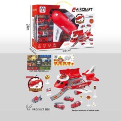 Самолет-стоянка КРАСНЫЙ, музыкальный чип, мелодии, наклейки, в кор. 