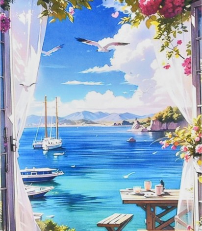 Набір для творчості алмазна картина Куточок спокою Strateg розміром 40х50 см (SK88212)