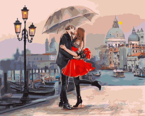 Картина за номерами 40*50 кольорова заливка Пара у Венеції
