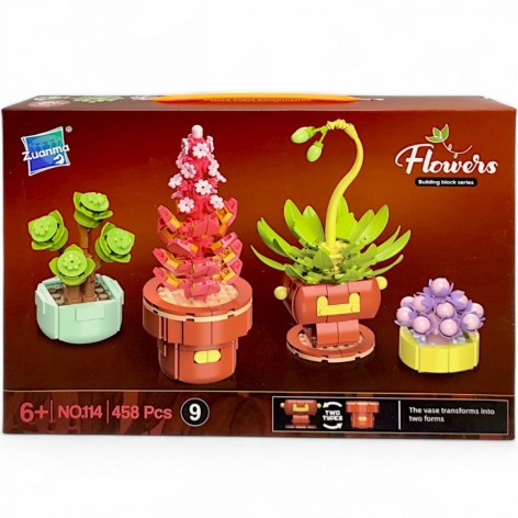 Дитячий конструктор Zuanma "Flowers. Суккуленти" 458 деталей (458 дет)