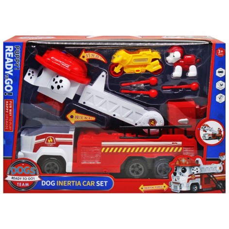 Машинка 8859 (18) "Пожежна служба", підсвічування, звуки, пісні, запускач, помпове накачування, інерція, фігурка героя, в коробці