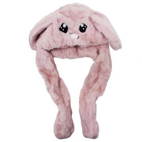 Шапка с двигающимися ушами Зая пепел розы