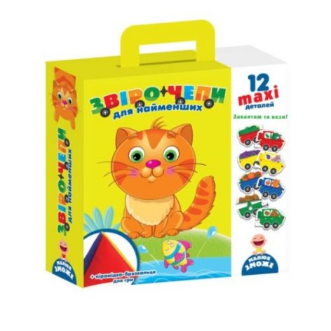 Игра "Звероцепы" с пирамидкой-погремушкой, 12 maxi деталей