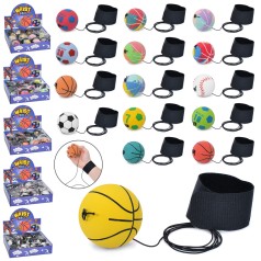 Мяч детский 6см, на резинке+браслет, пакет, микс видов, /10/120/12шт в кор.  26-20-6,5см