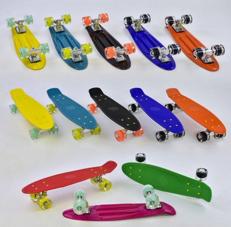 Скейт Пенні борд Best Board, 8 видів, світло, дошка = 55 см, колеса PU d = 6 см