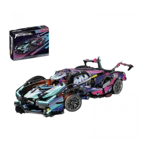 Конструктор "Гоновой автомобиль", 1149 деталей, масштаб 1:14, резиновые шины, неоновые палочки, в коробке