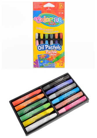 Олівці пастельні масляні 12 кольорів, у пластиковому контейнері Colorino
