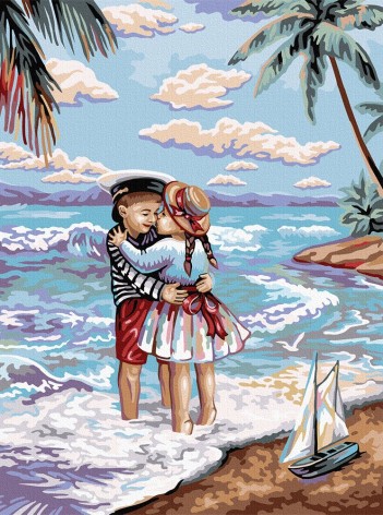 Картина по номерам "Дети и море"