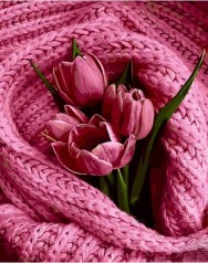 Набір для розпису по номерах Тюльпани у в'язаній тканині Strateg розміром 40х50 см (GS1508)