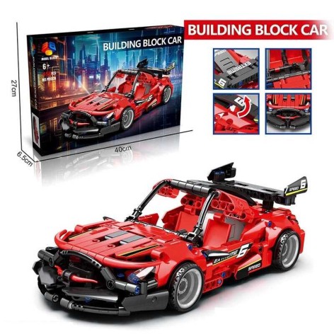 Конструктор 458 деталь, “Автомобиль для гонок”, резиновые шины, в кор. /36/