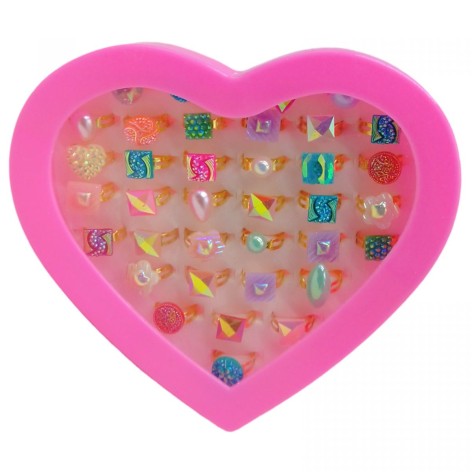 Набір дитячих каблучок "Серце" (36 шт)
