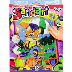 Фреска из цветного песка "Sandart" рыжий котик