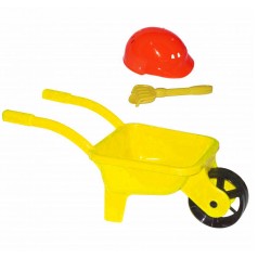 Тачка с каской и песочным набором (желтая).