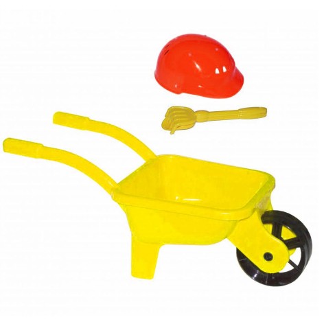 Тачка з каскою та пісковим набором (жовта)