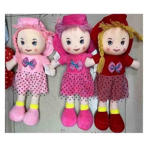 Кукла 36см, мягконабивная, петелька, 3 цвета, в п/е, 39-17-9см 