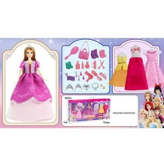 Лялька з аксесуарами, висота 30 см, діадеми, сережки, намиста, сум., греб., сукні, туфлі, в кор.